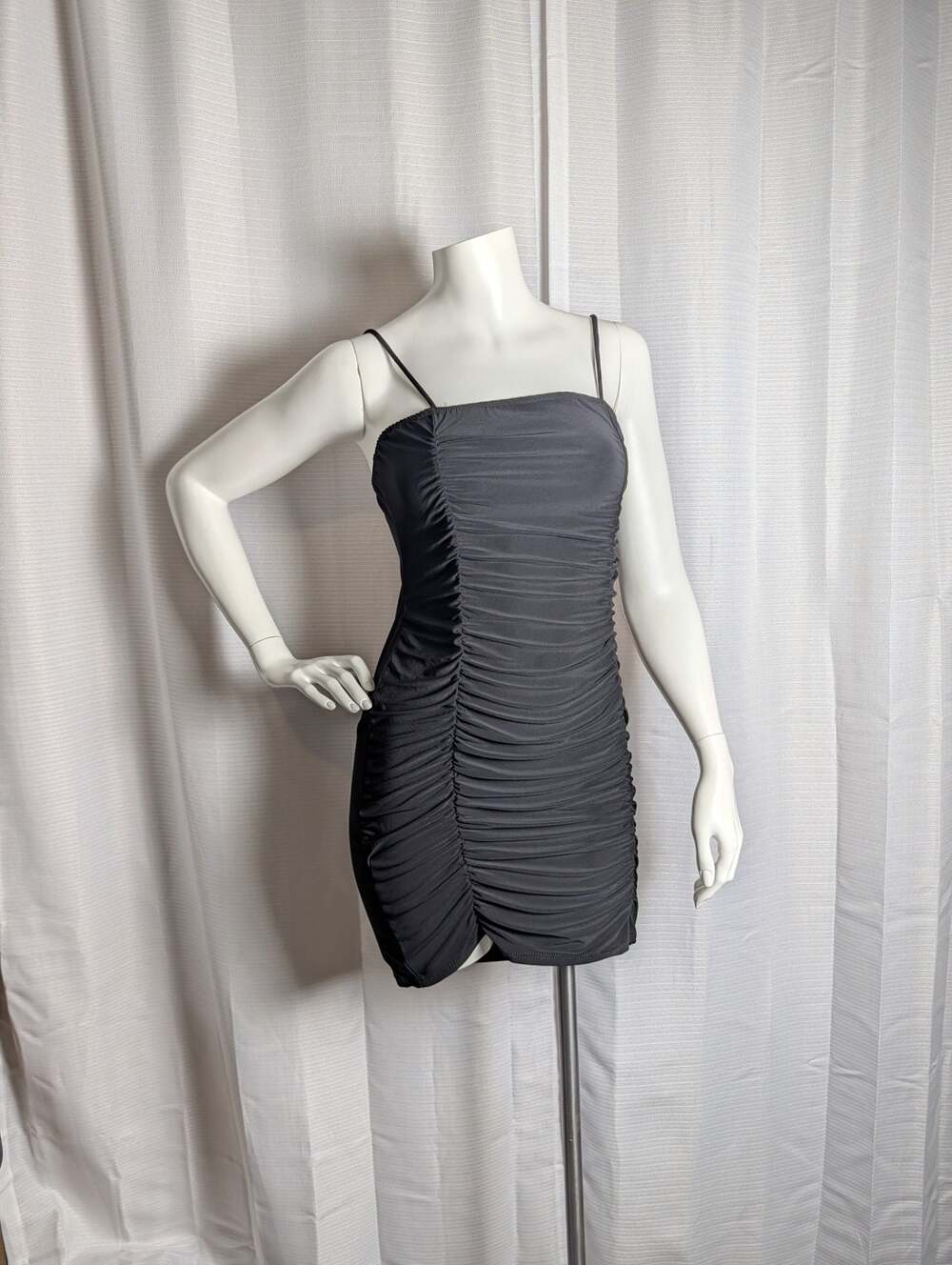MRT 1030 Black Sleeveless Ruched Bodycon Mini Dress